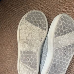 Very cute slip on sliver shoes for girls